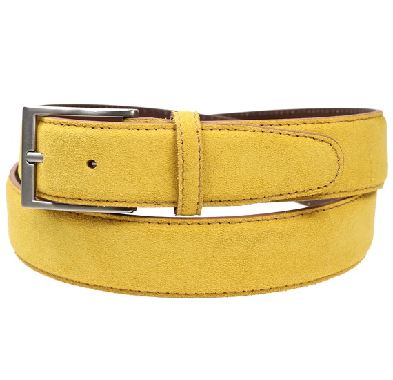 Cinto de Couro Rachado Amarelo