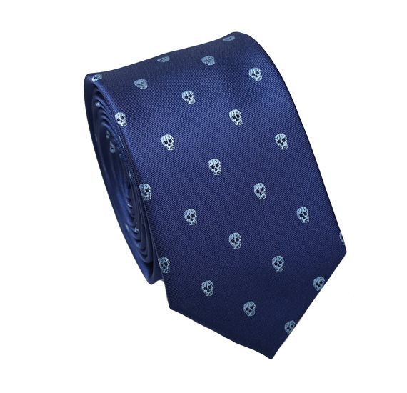 Gravata Rapaz Azul Marinho com Caveiras