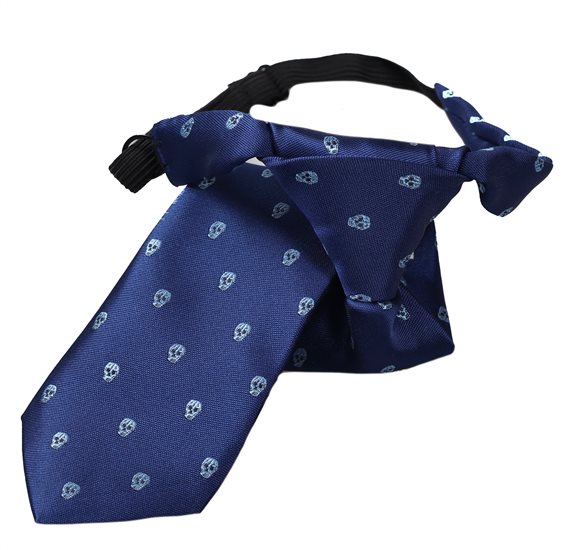 Gravata de Menino Azul com Caveiras