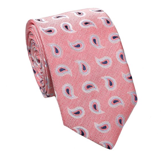 Gravata Seda Coral com Paisley
