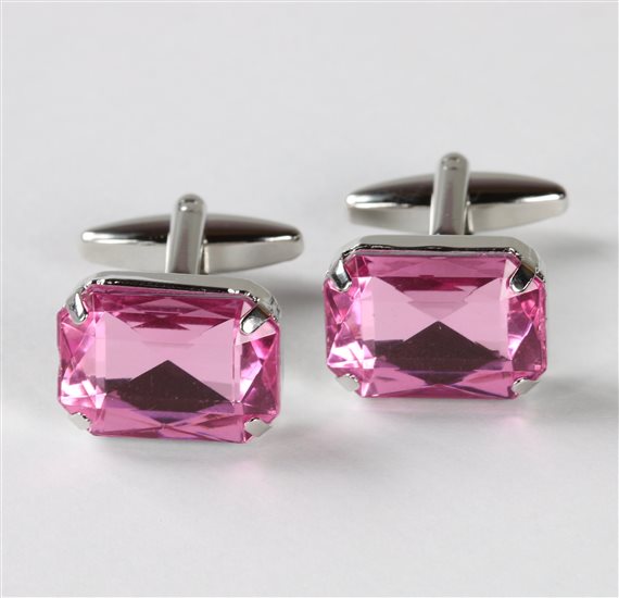 Botões de Punho Cristal Rosa