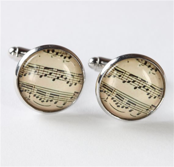 Botões de Punho Partitura Musical