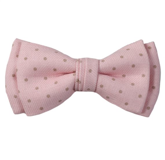 Laço Menino Rosa Bolinhas Beige