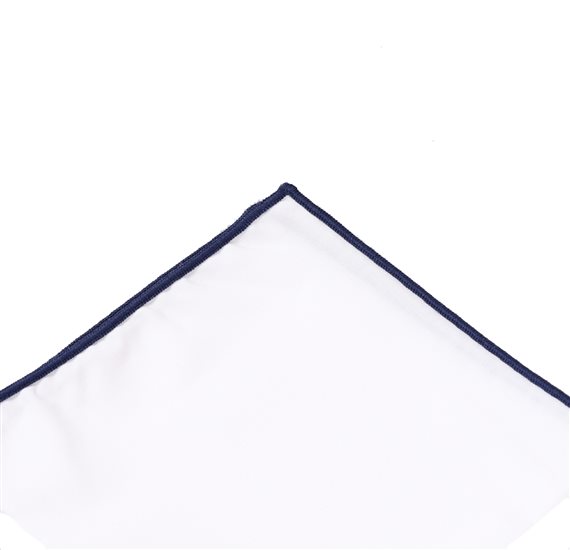 Lenço Bolso Branco e Azul Marinho