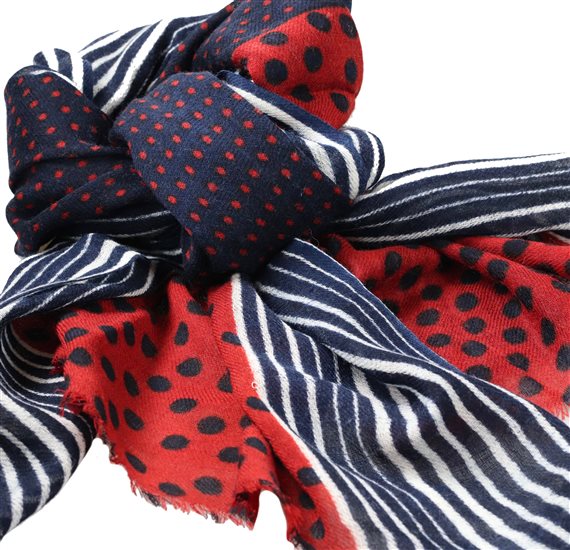 Pashmina Bolinhas Azuis e Granadas