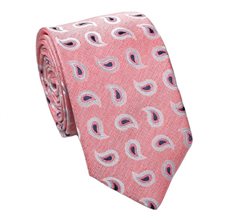 Gravata Seda Coral com Paisley