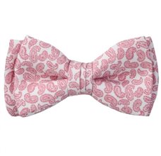 Laço Menino Branco Paisley Rosa
