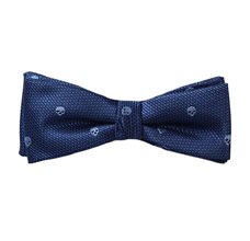 Laço e Lenço de Menino Azul com Caveiras