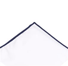 Lenço Bolso Branco e Azul Marinho
