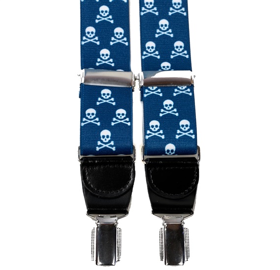 Suspensórios Elásticos Azul com Caveiras