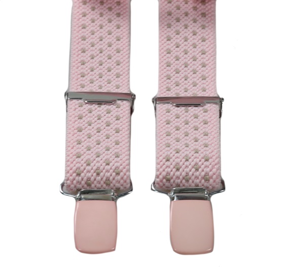 Suspensórios Menino Rosa Bolinhas Bege